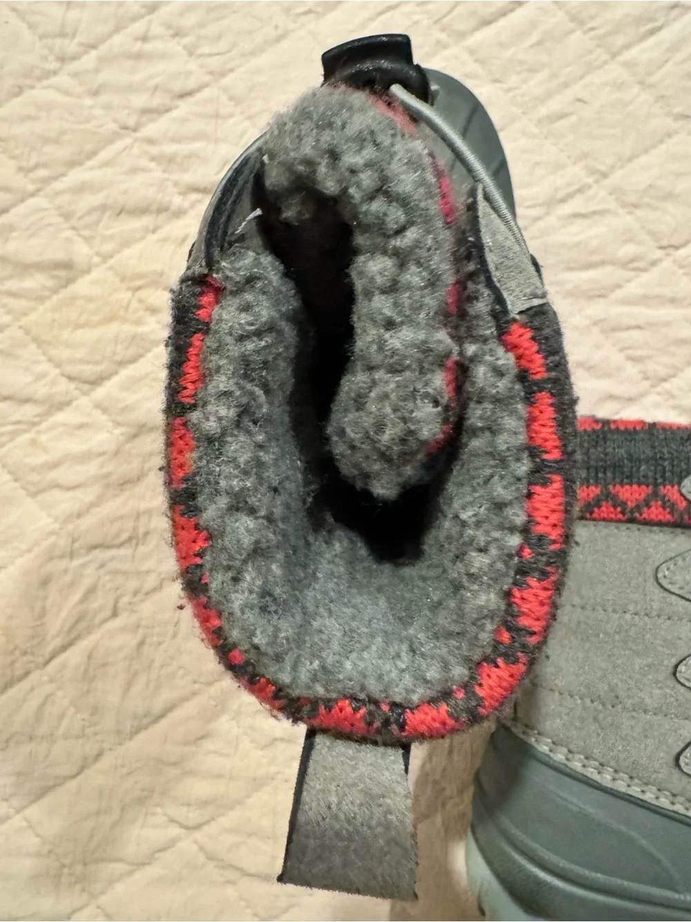 Kids Waterproof Snow Boots - Gray with Pink Accents